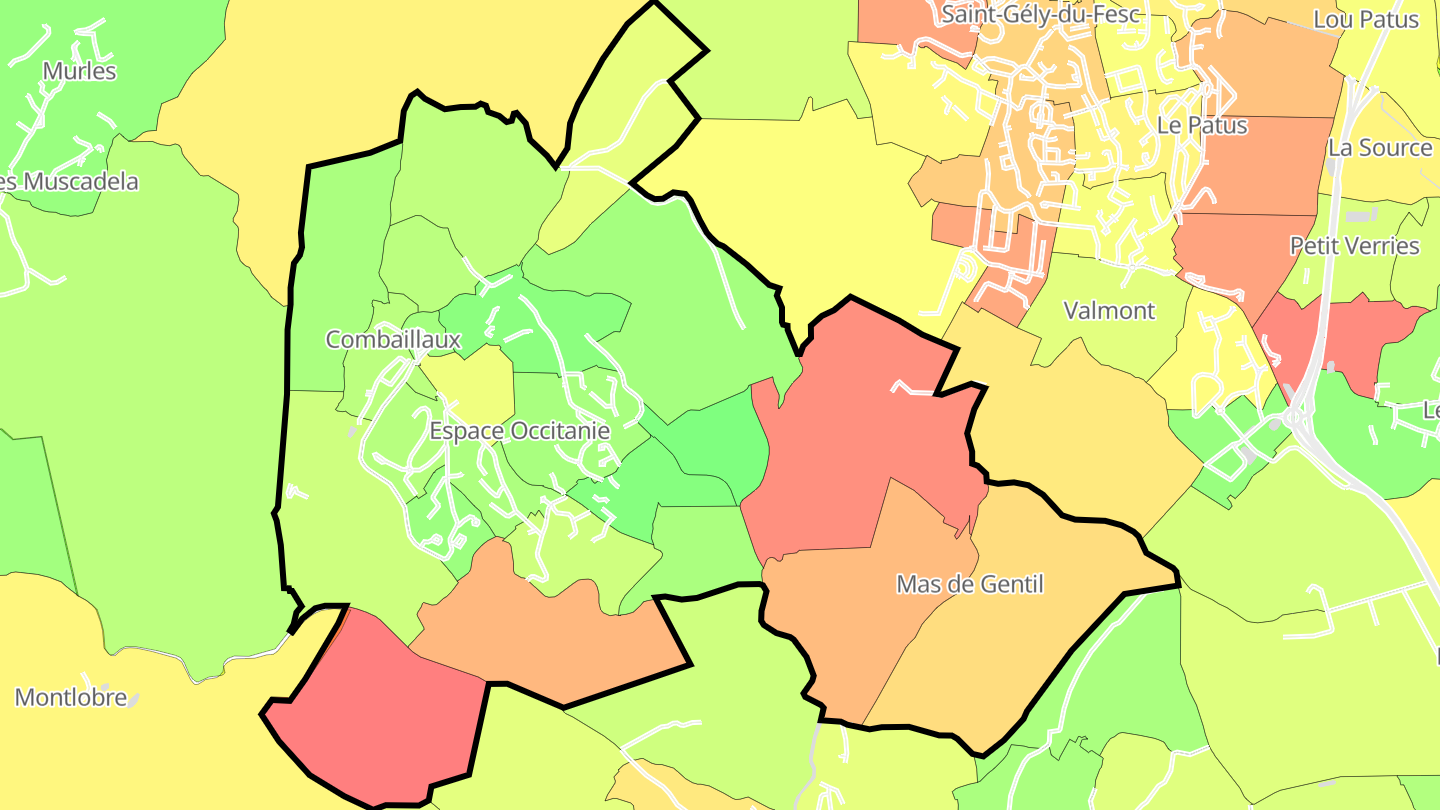 Carte des prix de l'immobilier Combaillaux