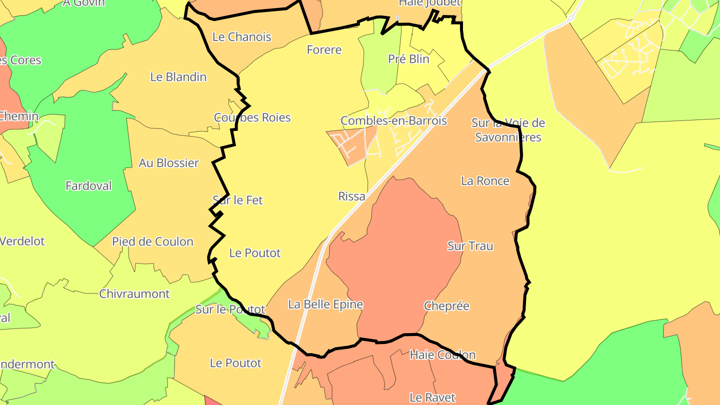 Carte des prix de l'immobilier Combles-en-Barrois