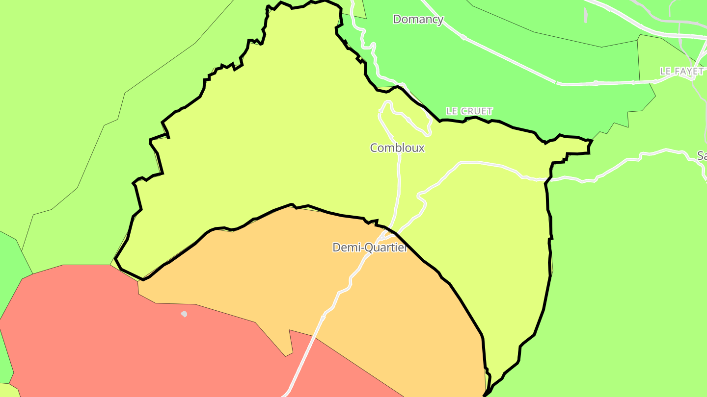 Carte des prix de l'immobilier Combloux