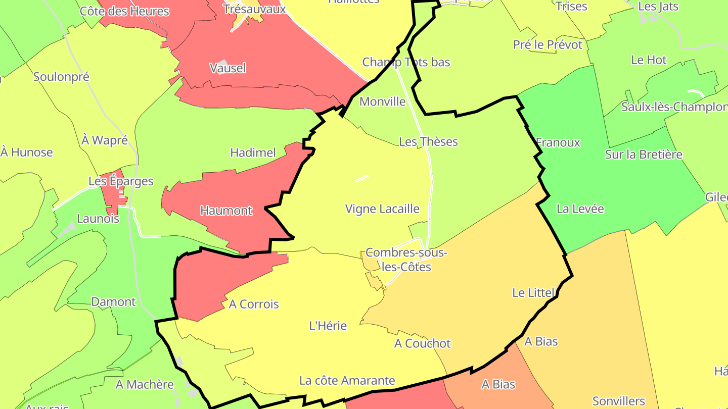 Carte des prix de l'immobilier Combres-sous-les-Côtes