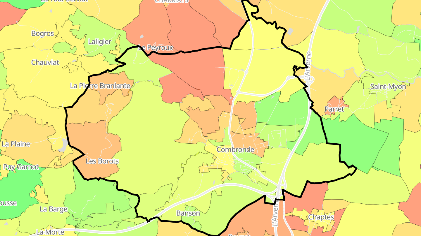 Carte des prix de l'immobilier Combronde