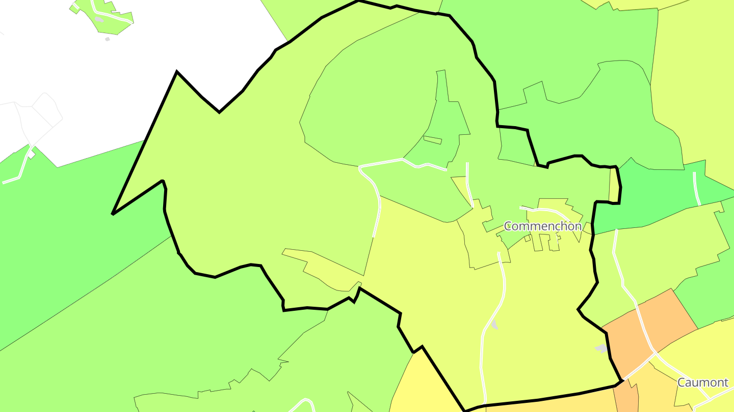 Carte des prix de l'immobilier Commenchon