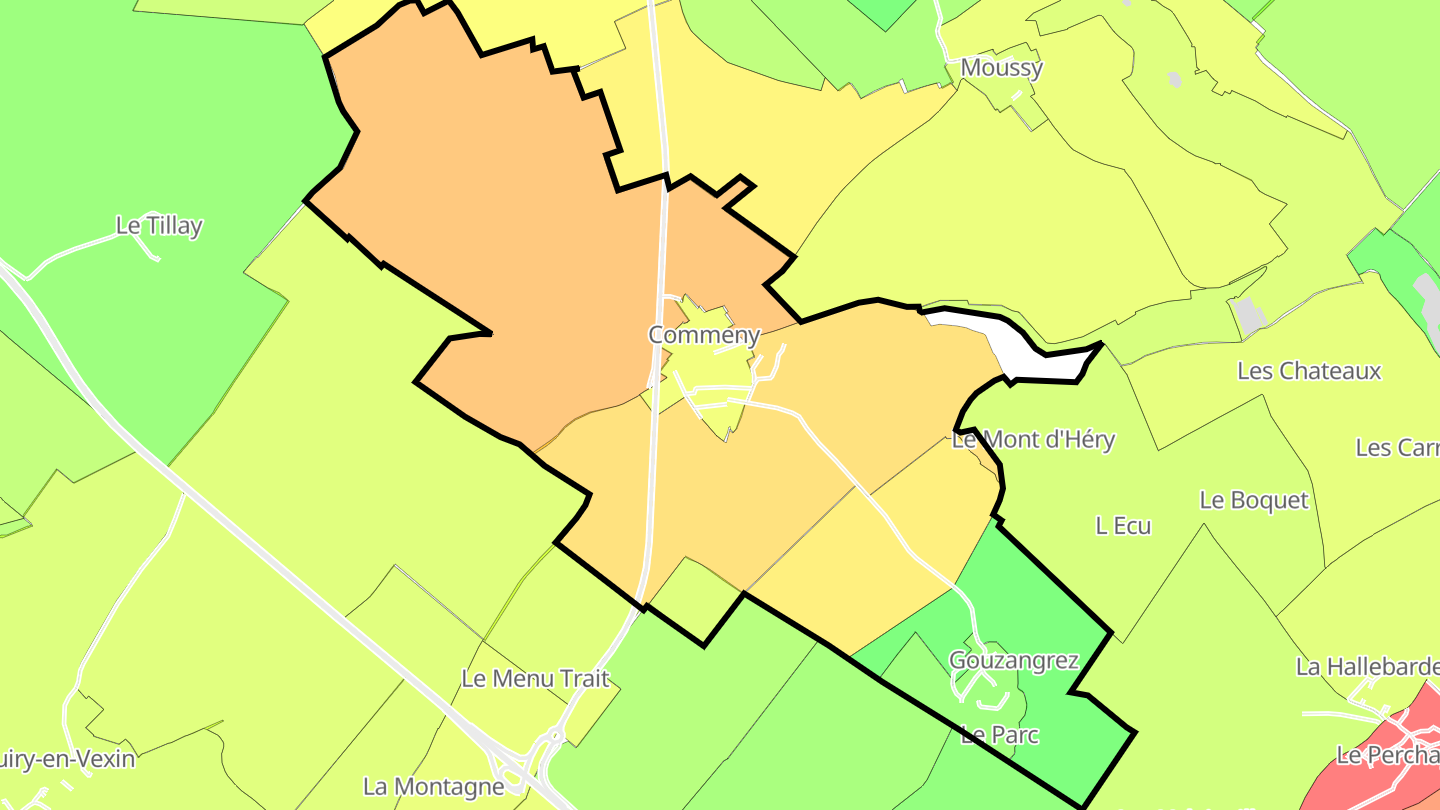 Carte des prix de l'immobilier Commeny