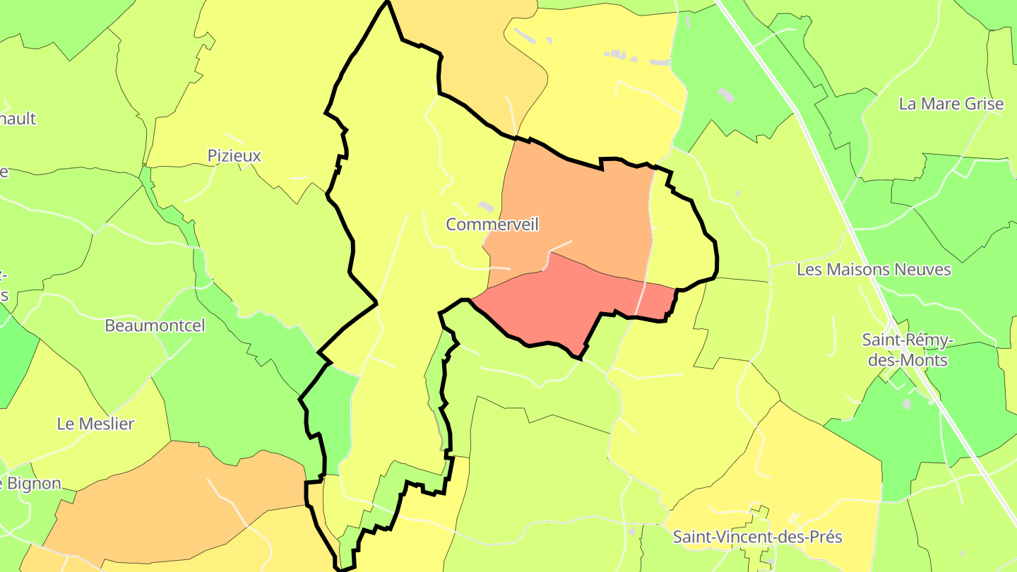 Carte des prix de l'immobilier Commerveil