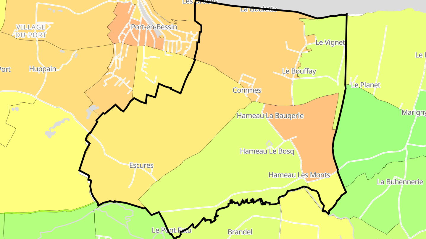 Carte des prix de l'immobilier Commes