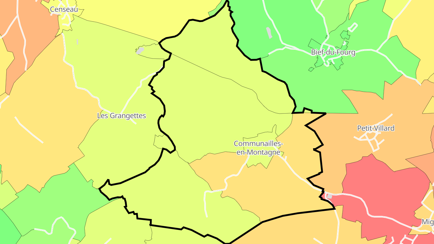 Carte des prix de l'immobilier Communailles-en-Montagne