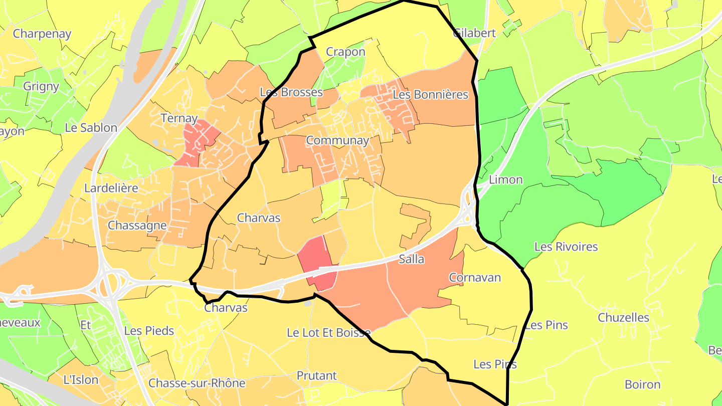 Carte des prix de l'immobilier Communay