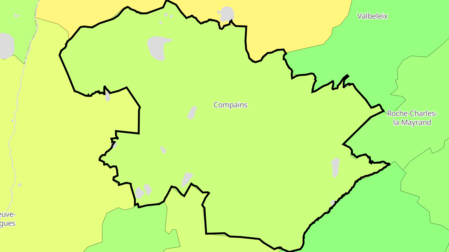 Carte des prix de l'immobilier Compains