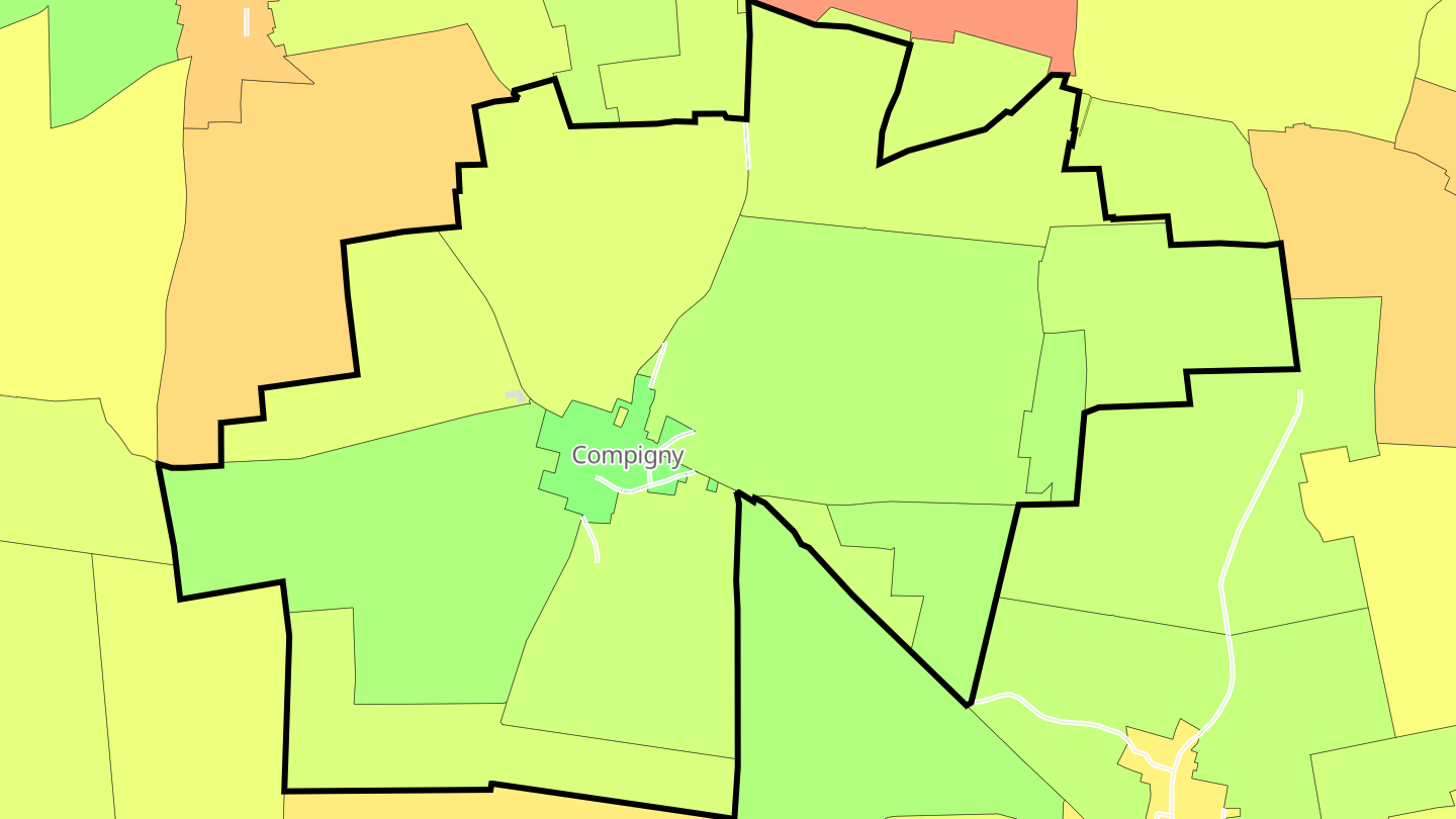 Carte des prix de l'immobilier Compigny