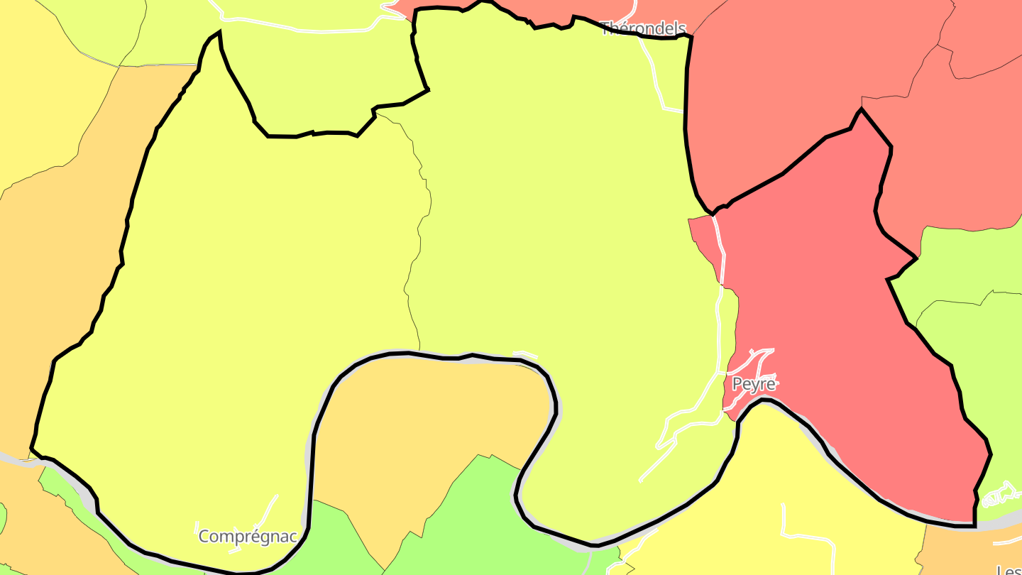Carte des prix de l'immobilier Comprégnac