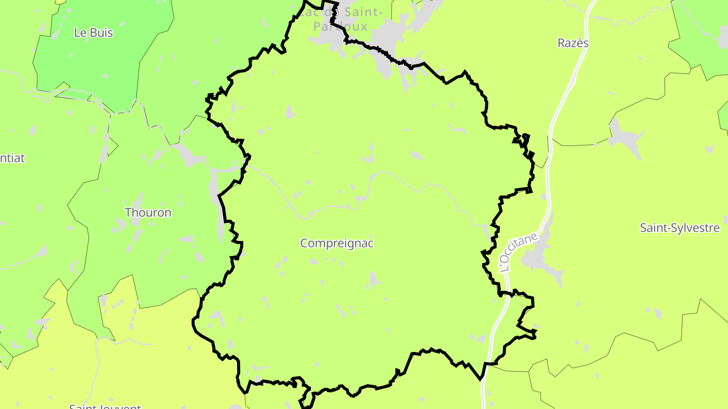 Carte des prix de l'immobilier Compreignac