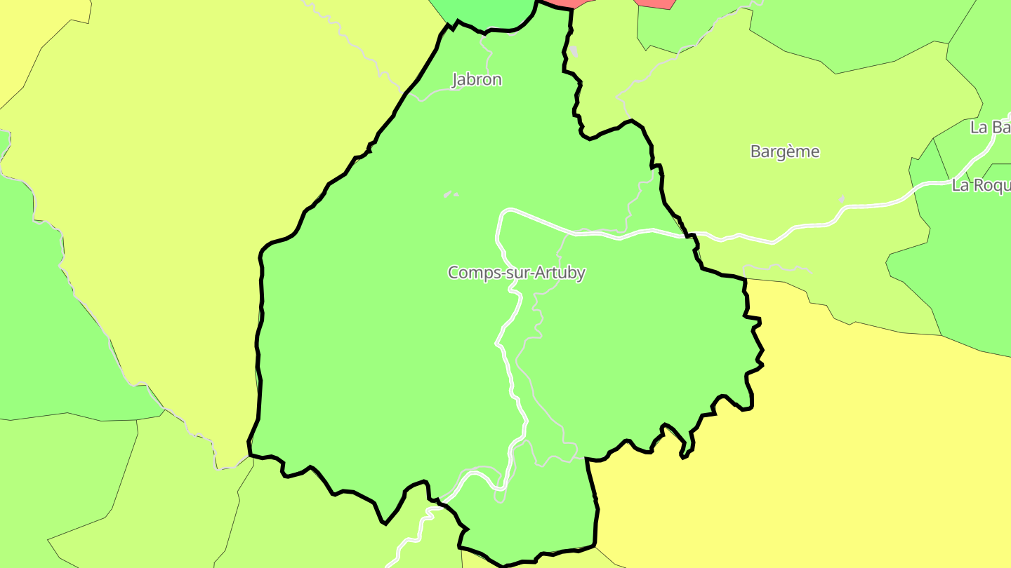 Carte des prix de l'immobilier Comps-sur-Artuby