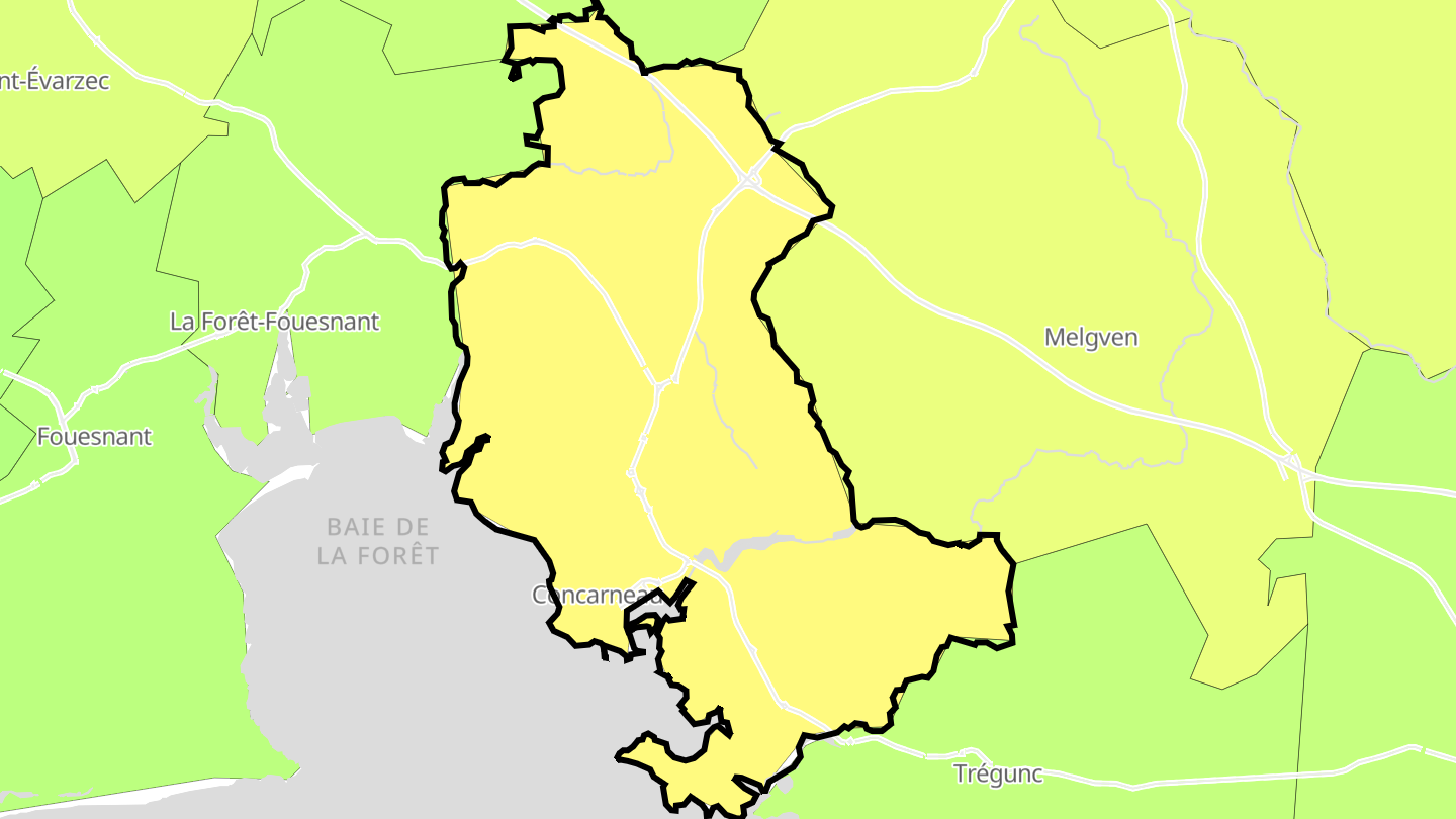 Carte des prix de l'immobilier Concarneau