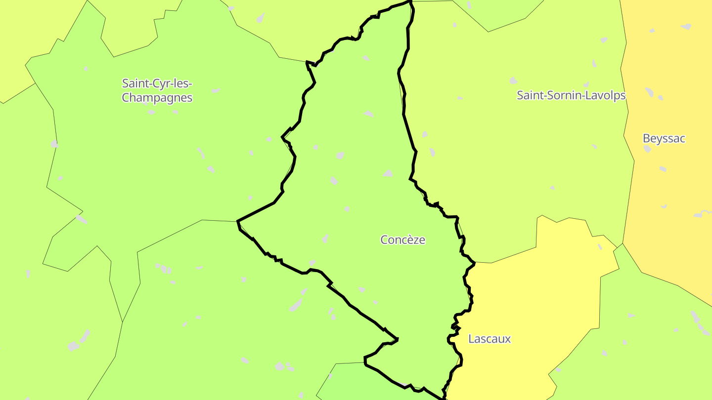 Carte des prix de l'immobilier Concèze