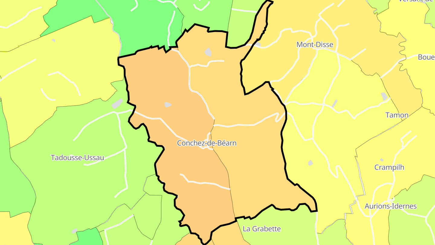 Carte des prix de l'immobilier Conchez-de-Béarn