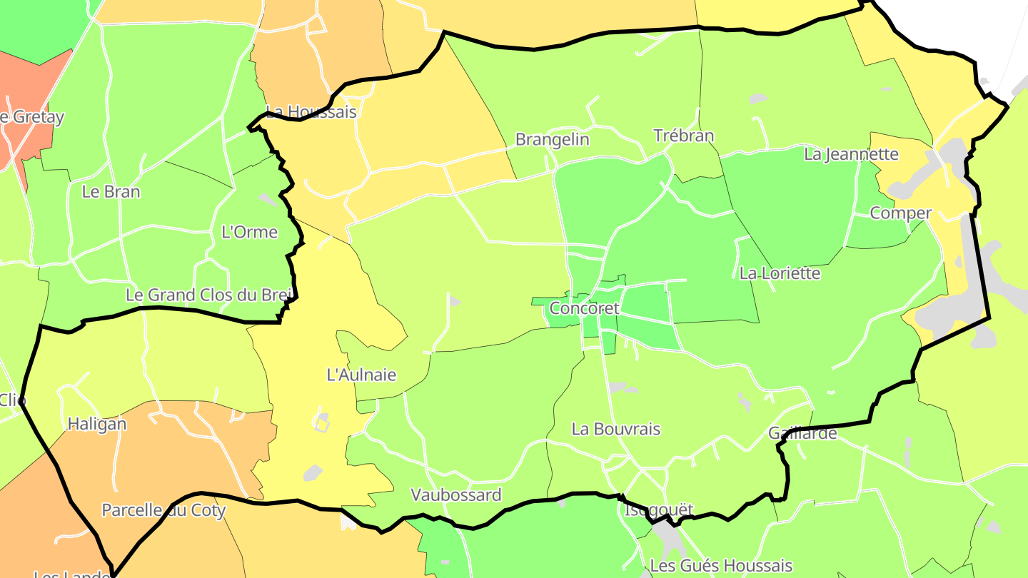 Carte des prix de l'immobilier Concoret