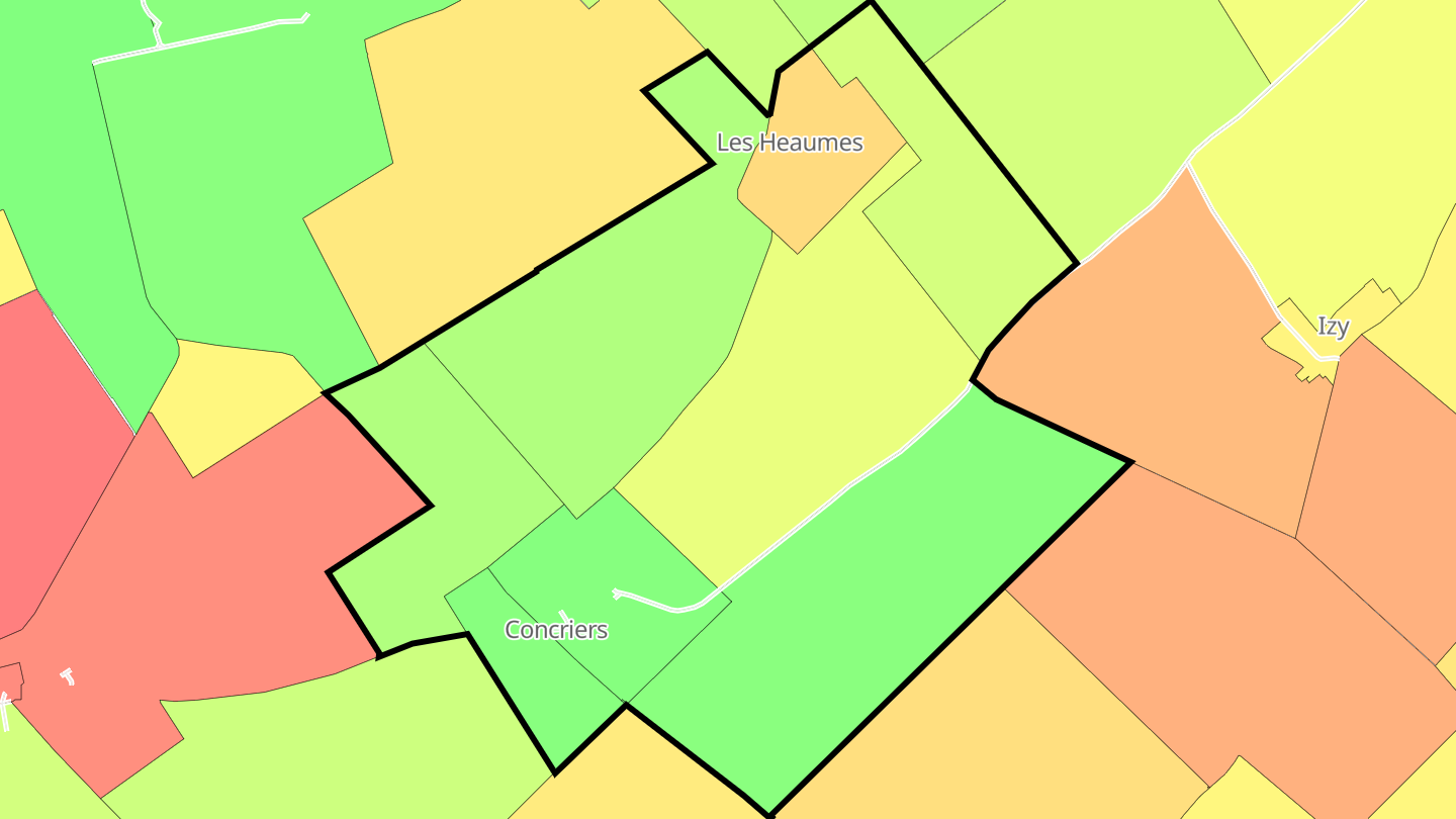 Carte des prix de l'immobilier Concriers