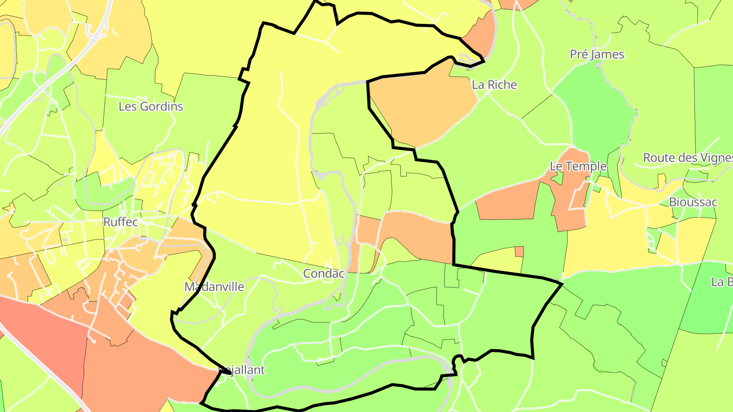 Carte des prix de l'immobilier Condac