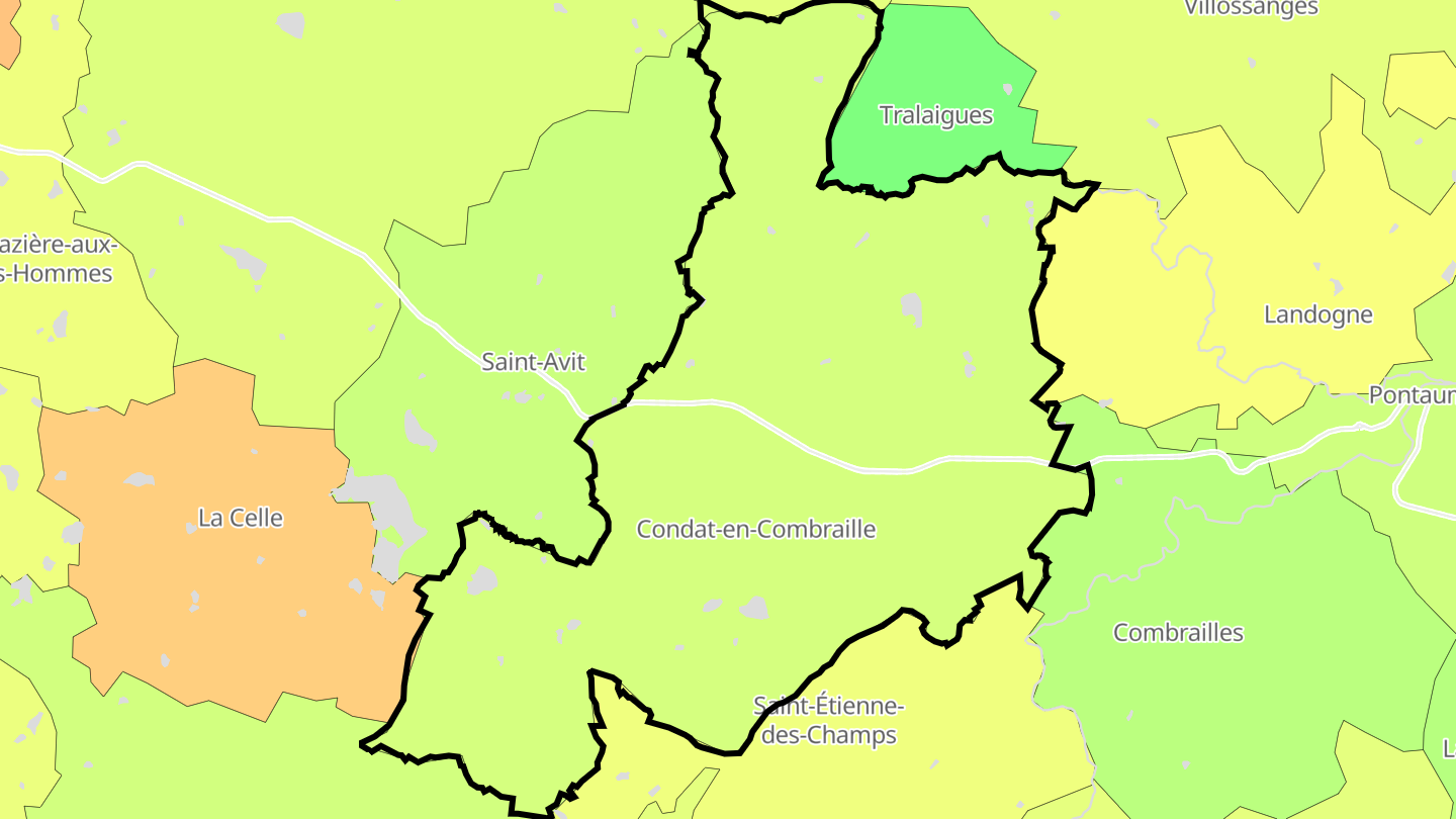 Carte des prix de l'immobilier Condat-en-Combraille