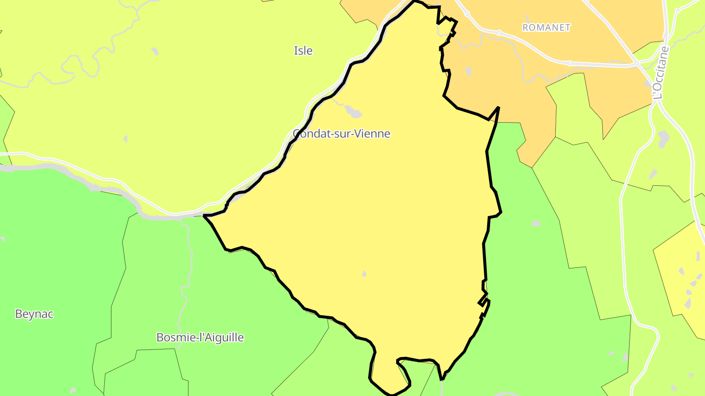 Carte des prix de l'immobilier Condat-sur-Vienne