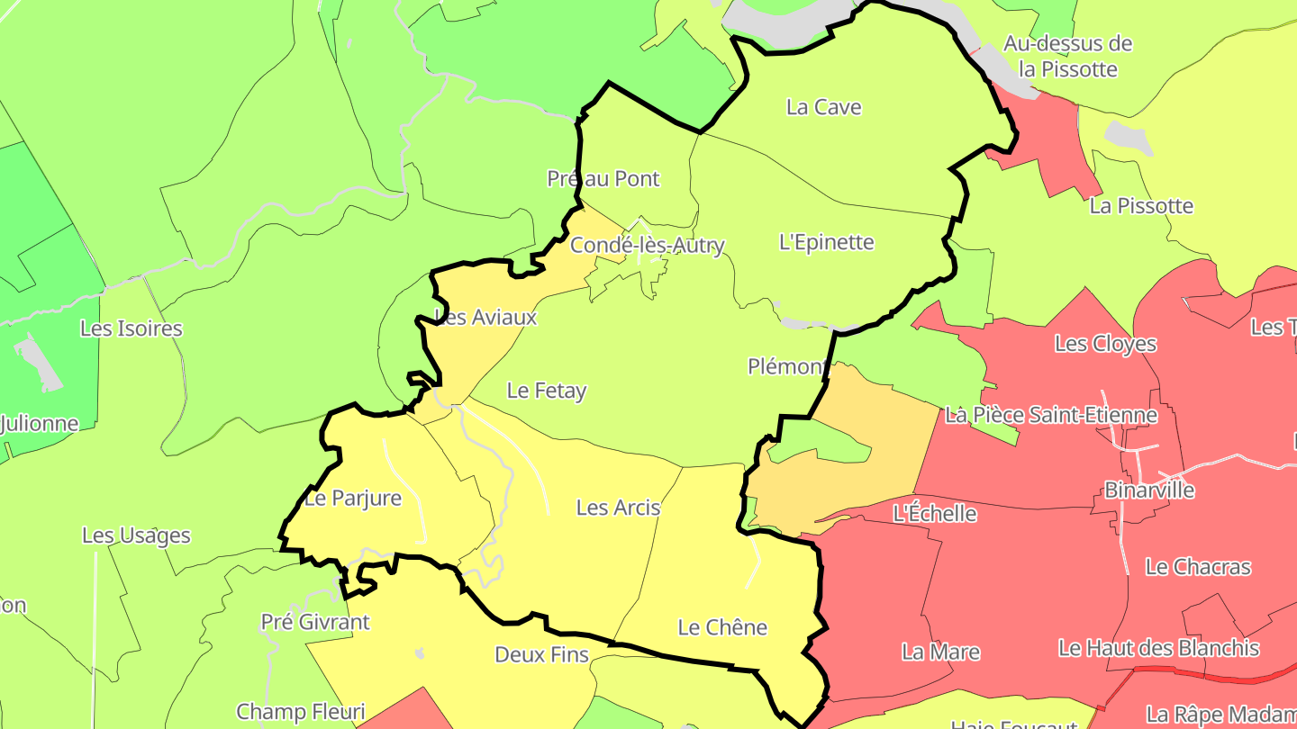 Carte des prix de l'immobilier Condé-lès-Autry