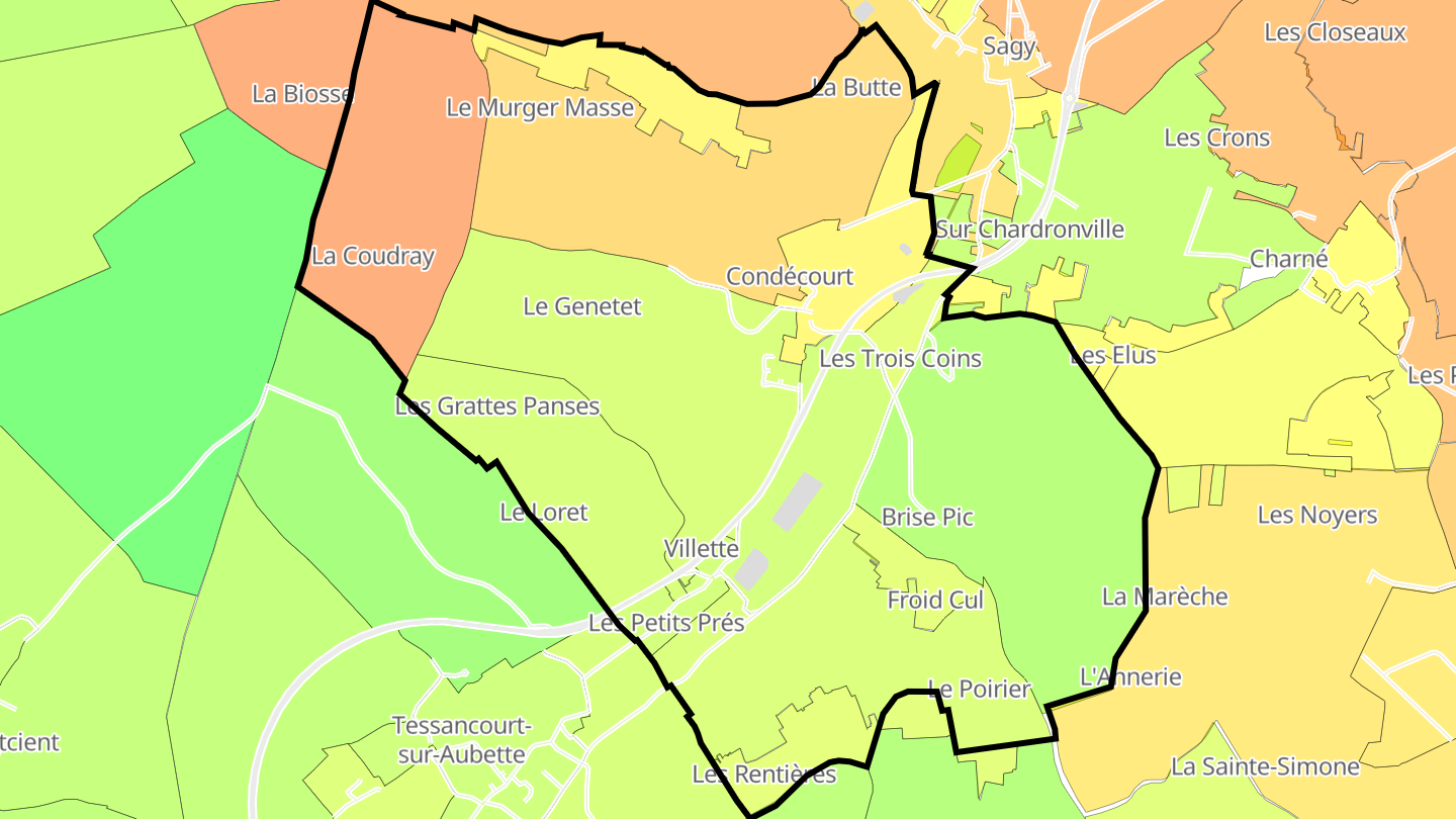 Carte des prix de l'immobilier Condécourt