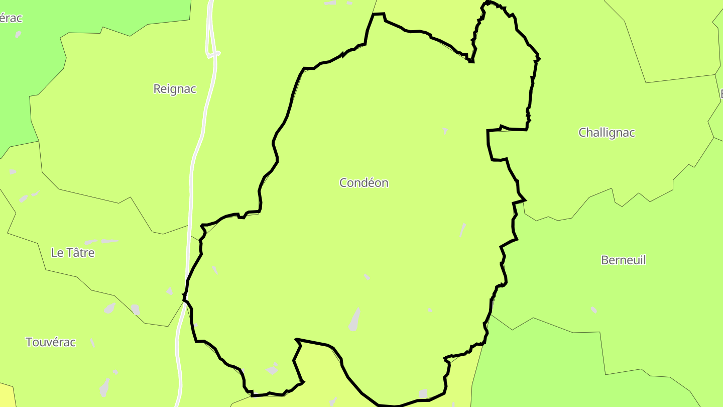 Carte des prix de l'immobilier Condéon