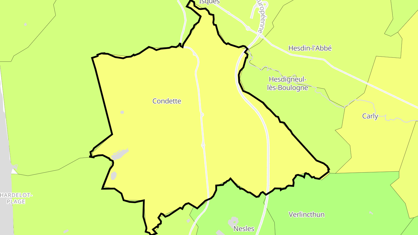 Carte des prix de l'immobilier Condette