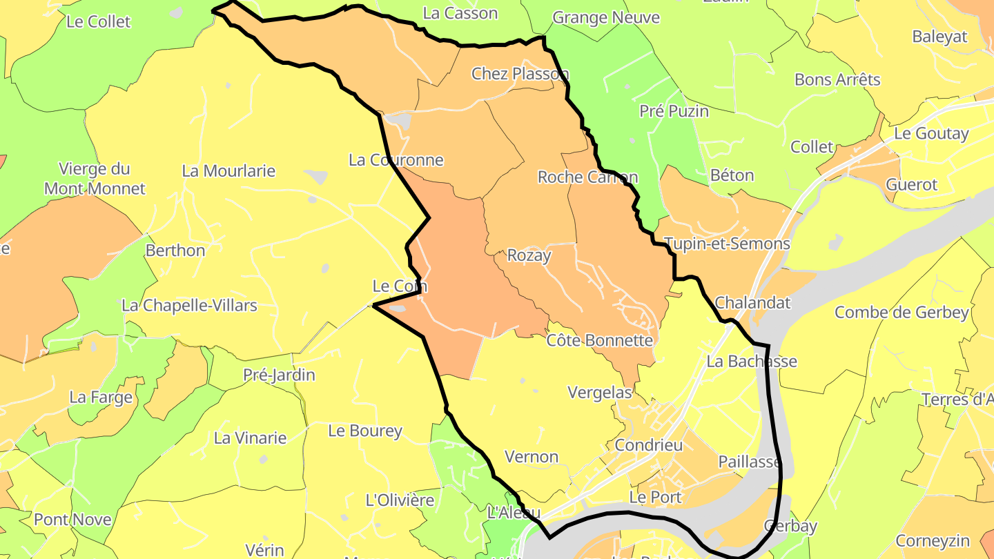 Carte des prix de l'immobilier Condrieu