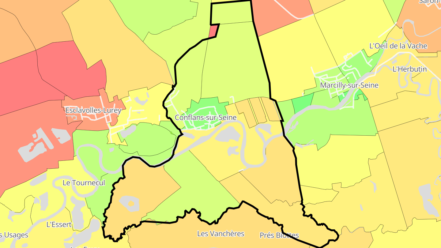 Carte des prix de l'immobilier Conflans-sur-Seine