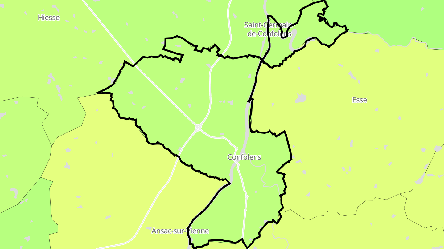 Carte des prix de l'immobilier Confolens