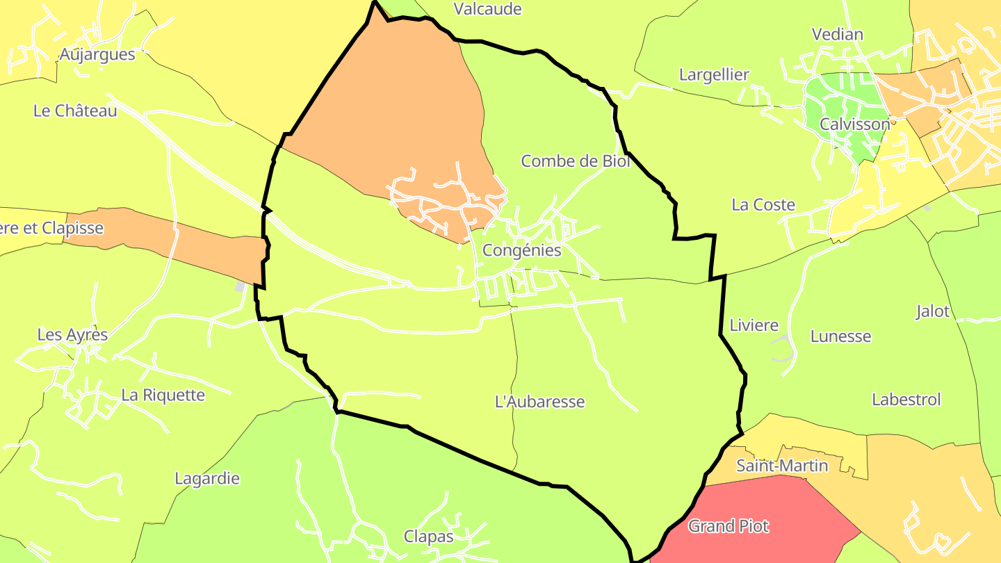 Carte des prix de l'immobilier Congénies