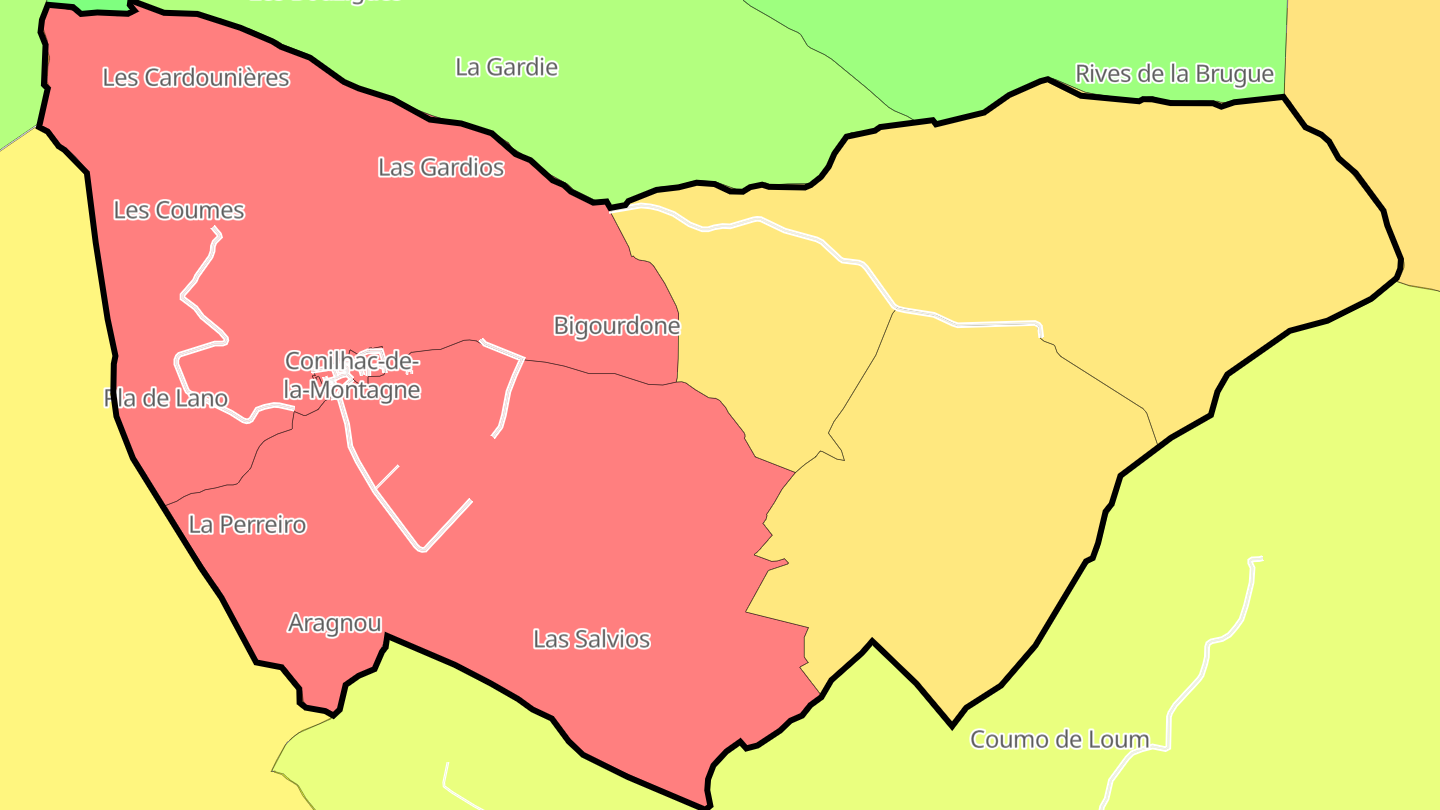 Carte des prix de l'immobilier Conilhac-de-la-Montagne