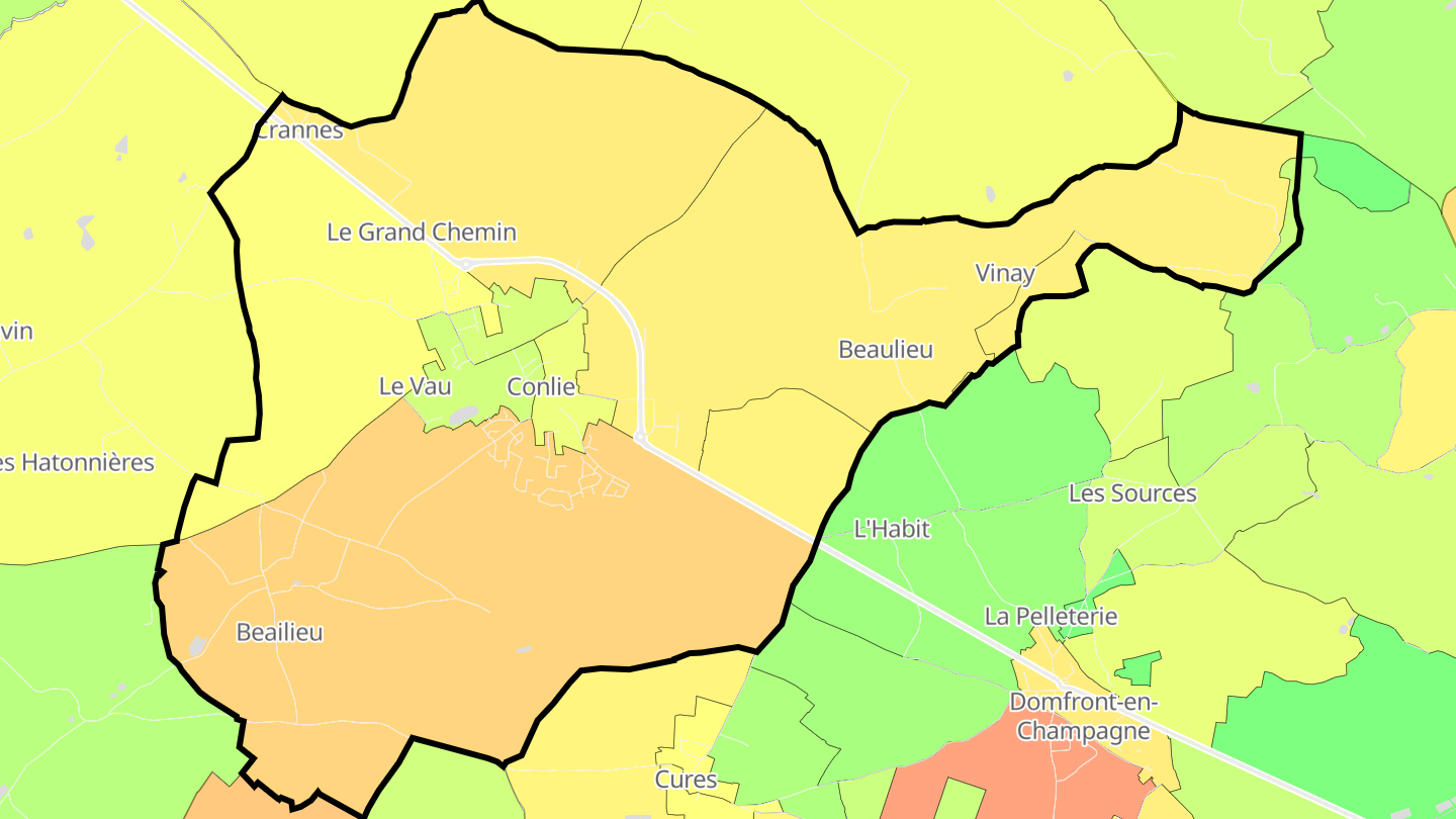 Carte des prix de l'immobilier Conlie