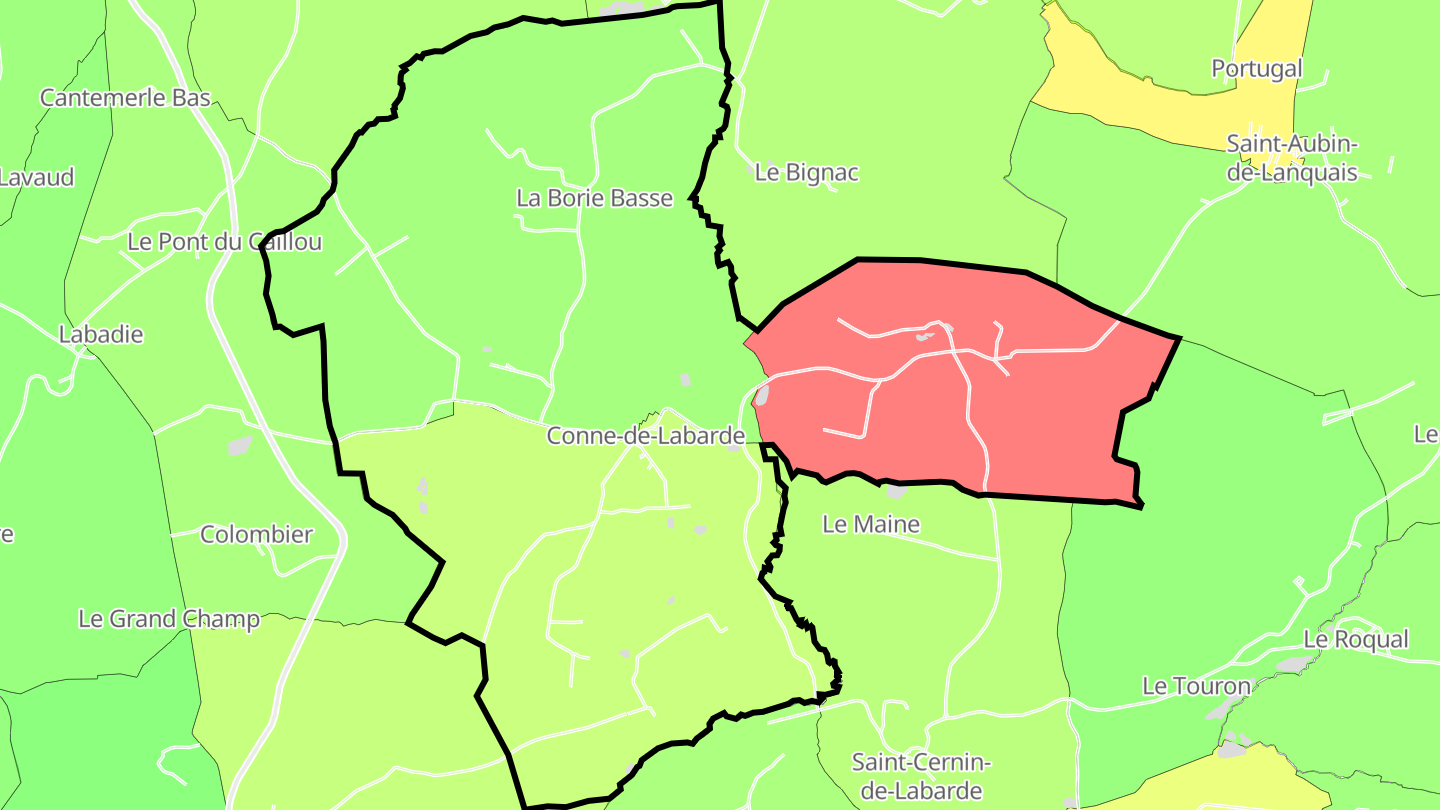 Carte des prix de l'immobilier Conne-de-Labarde