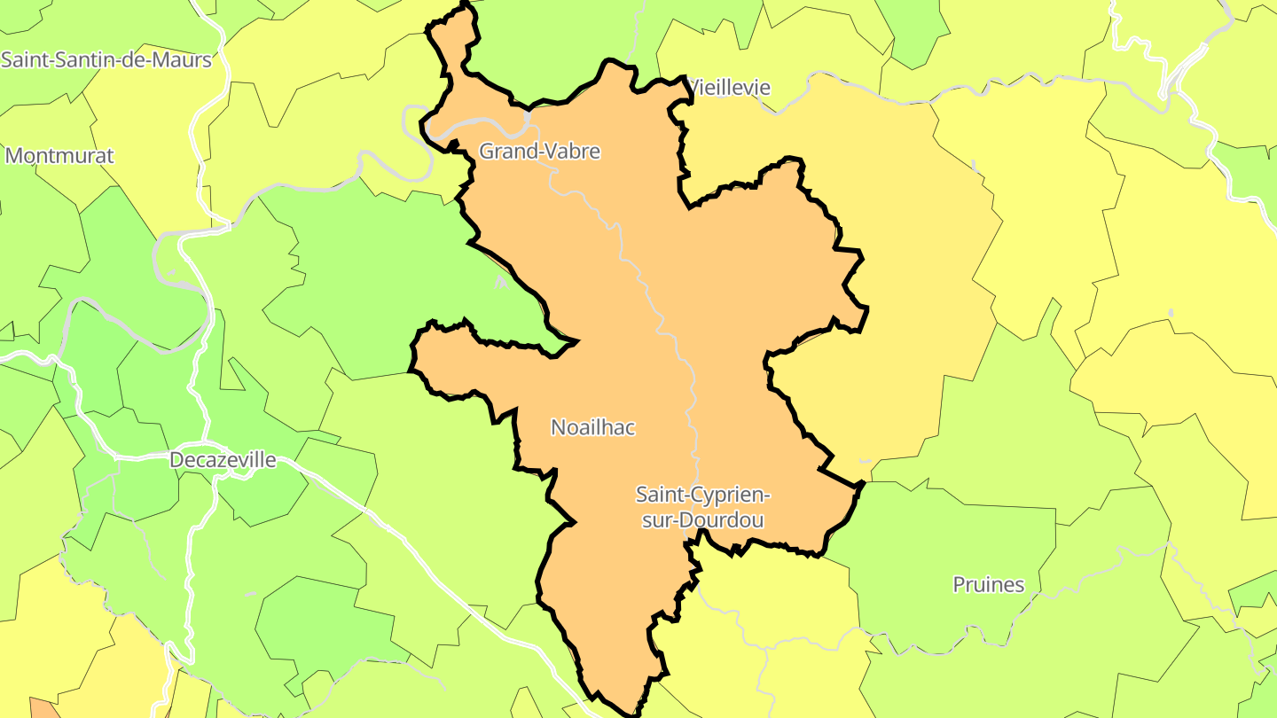 Carte des prix de l'immobilier Conques-en-Rouergue