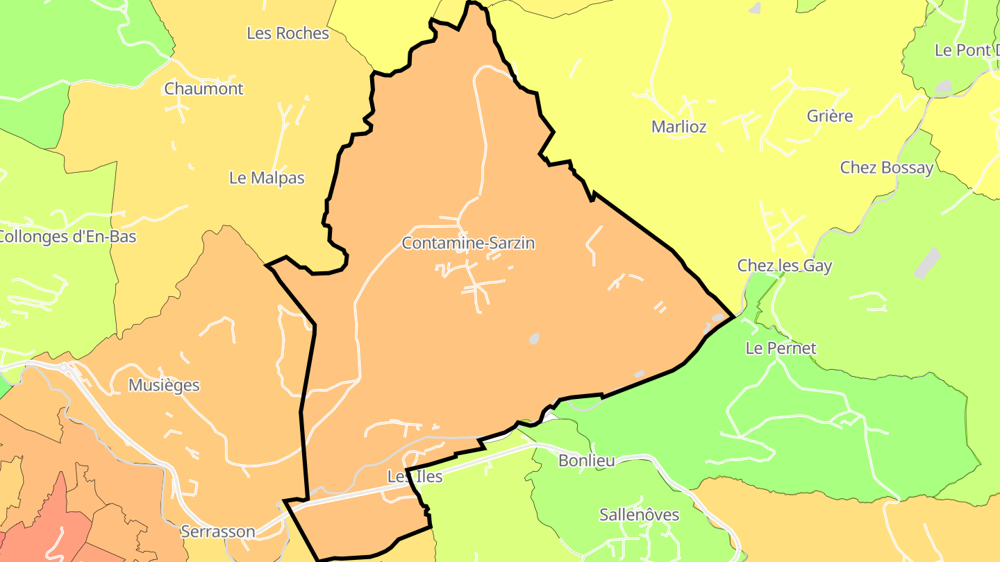 Carte des prix de l'immobilier Contamine-Sarzin