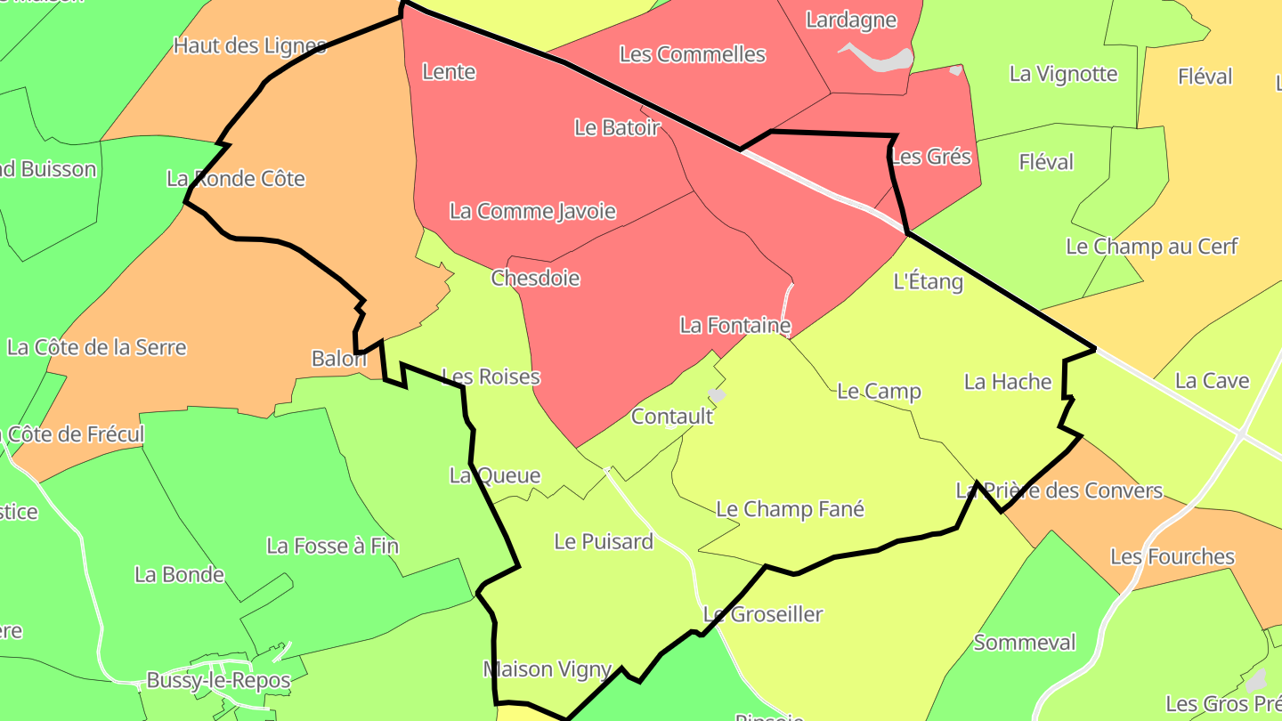 Carte des prix de l'immobilier Contault