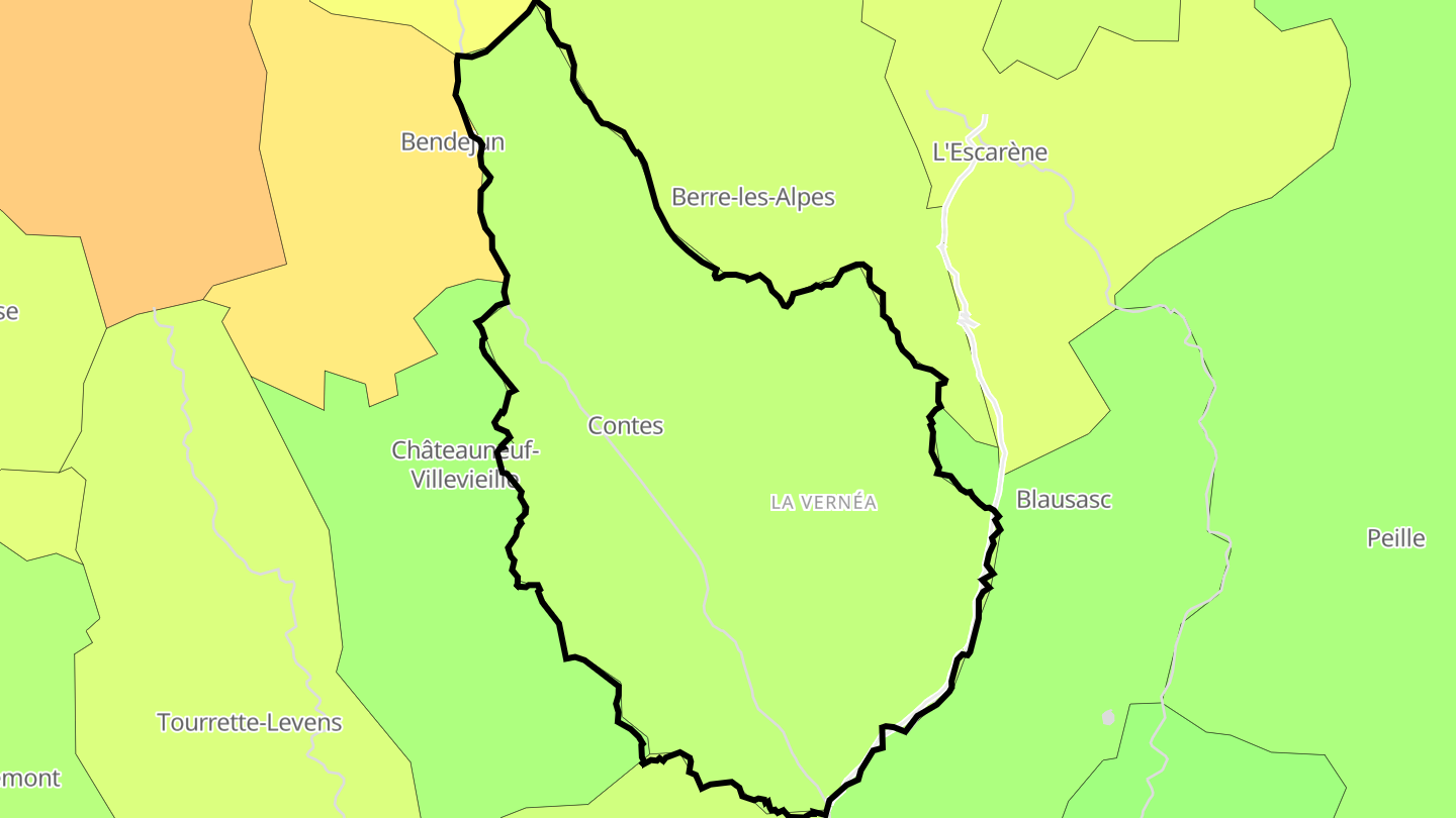 Carte des prix de l'immobilier Contes
