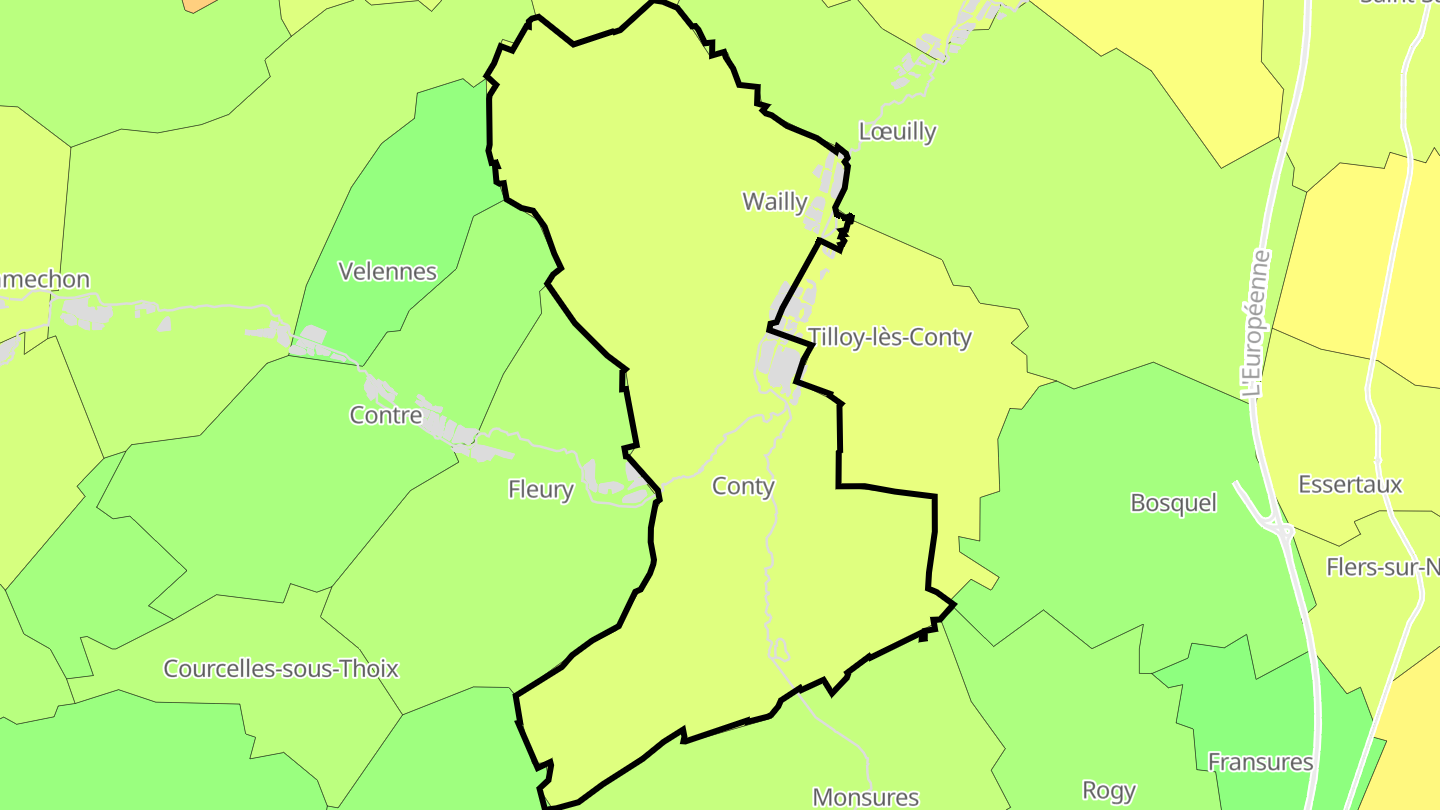 Carte des prix de l'immobilier Conty