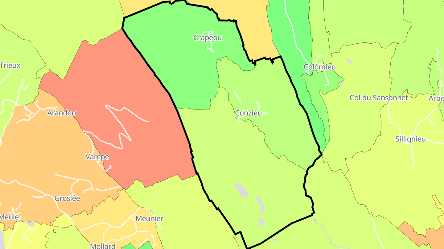Carte des prix de l'immobilier Conzieu