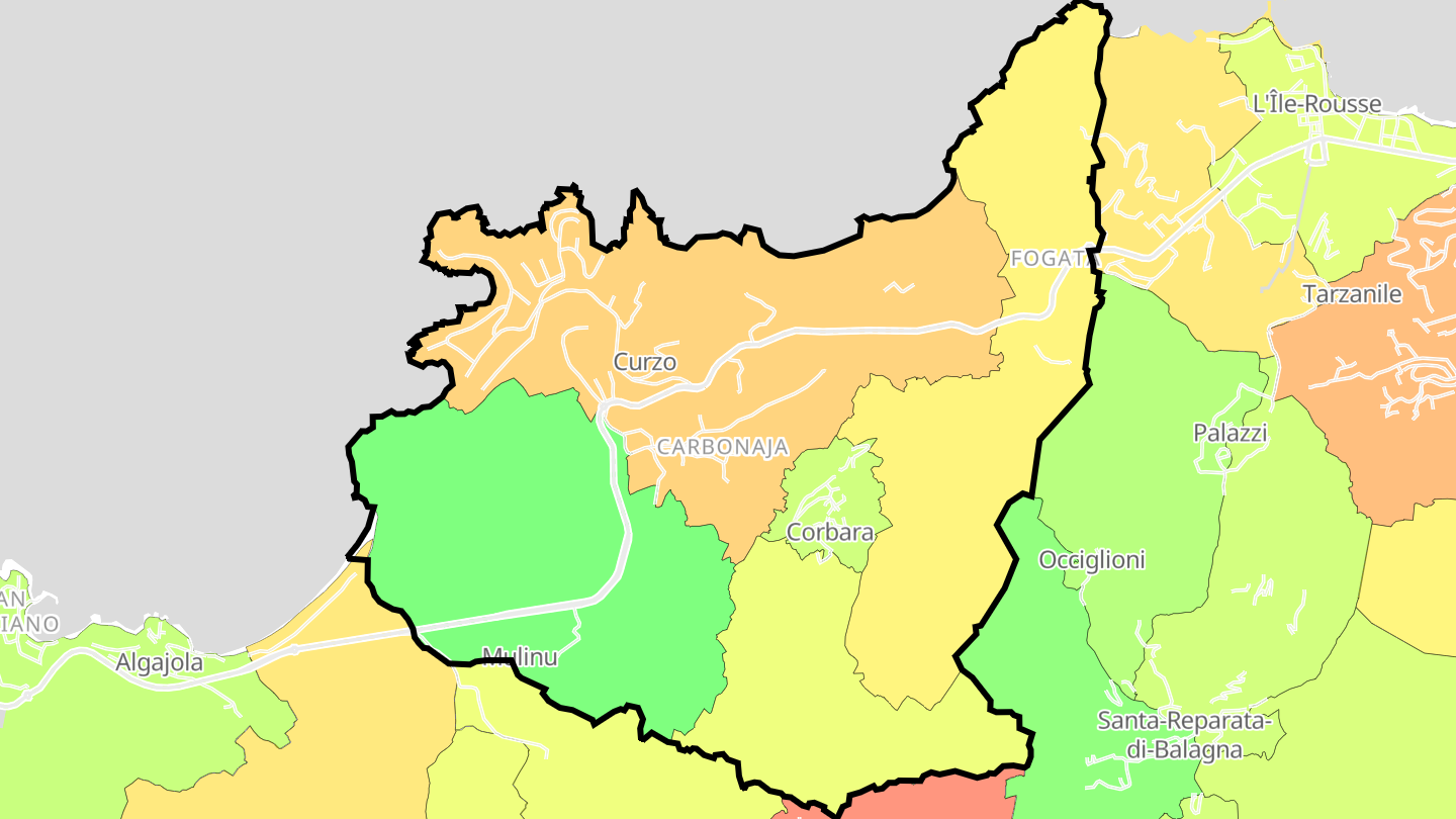 Carte des prix de l'immobilier Corbara
