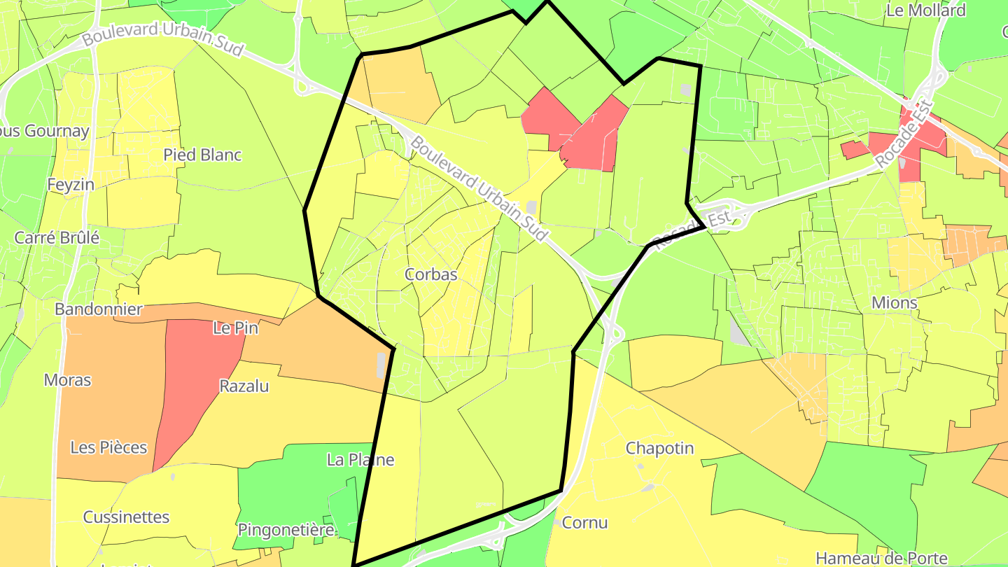 Carte des prix de l'immobilier Corbas