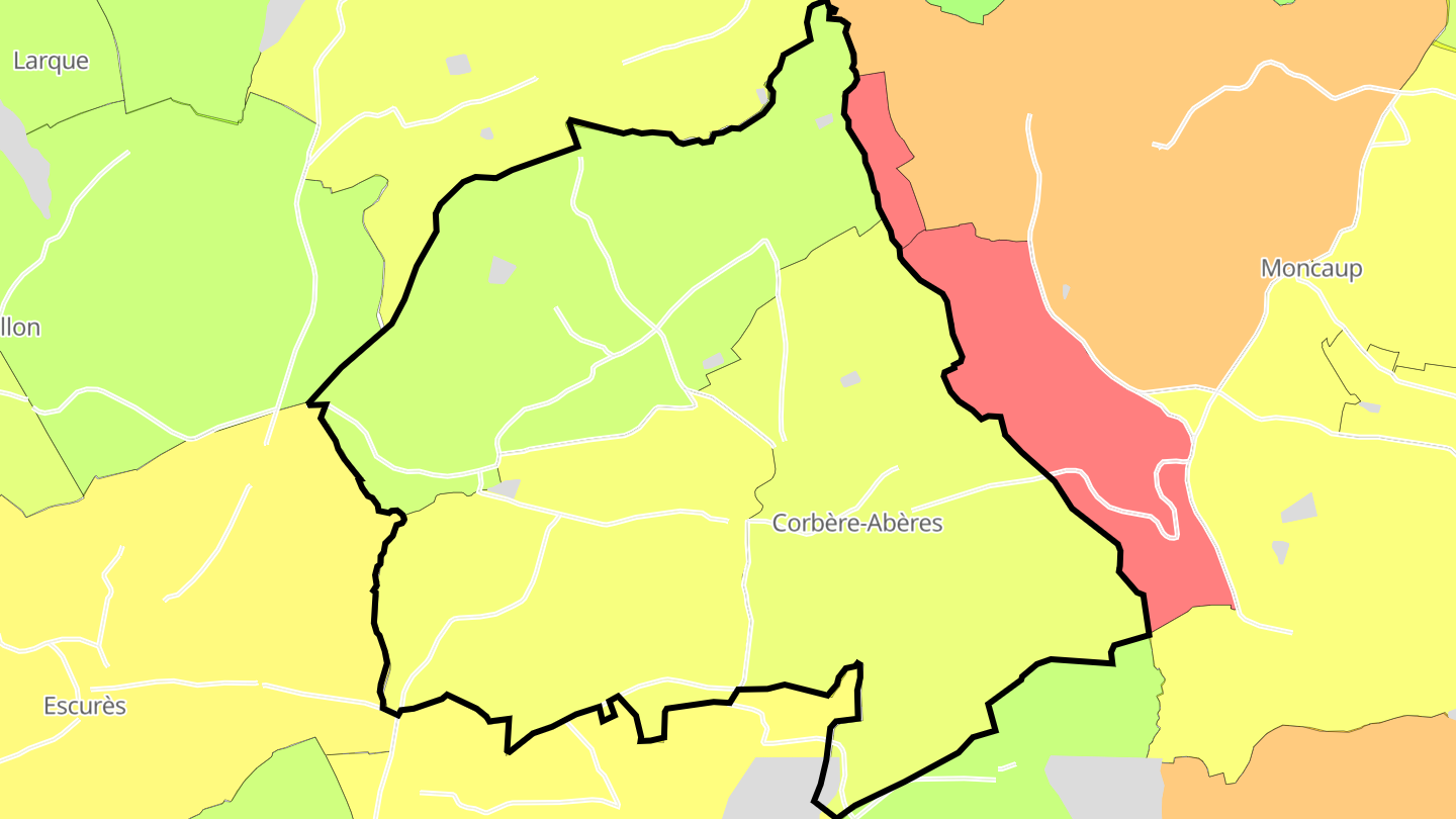 Carte des prix de l'immobilier Corbère-Abères