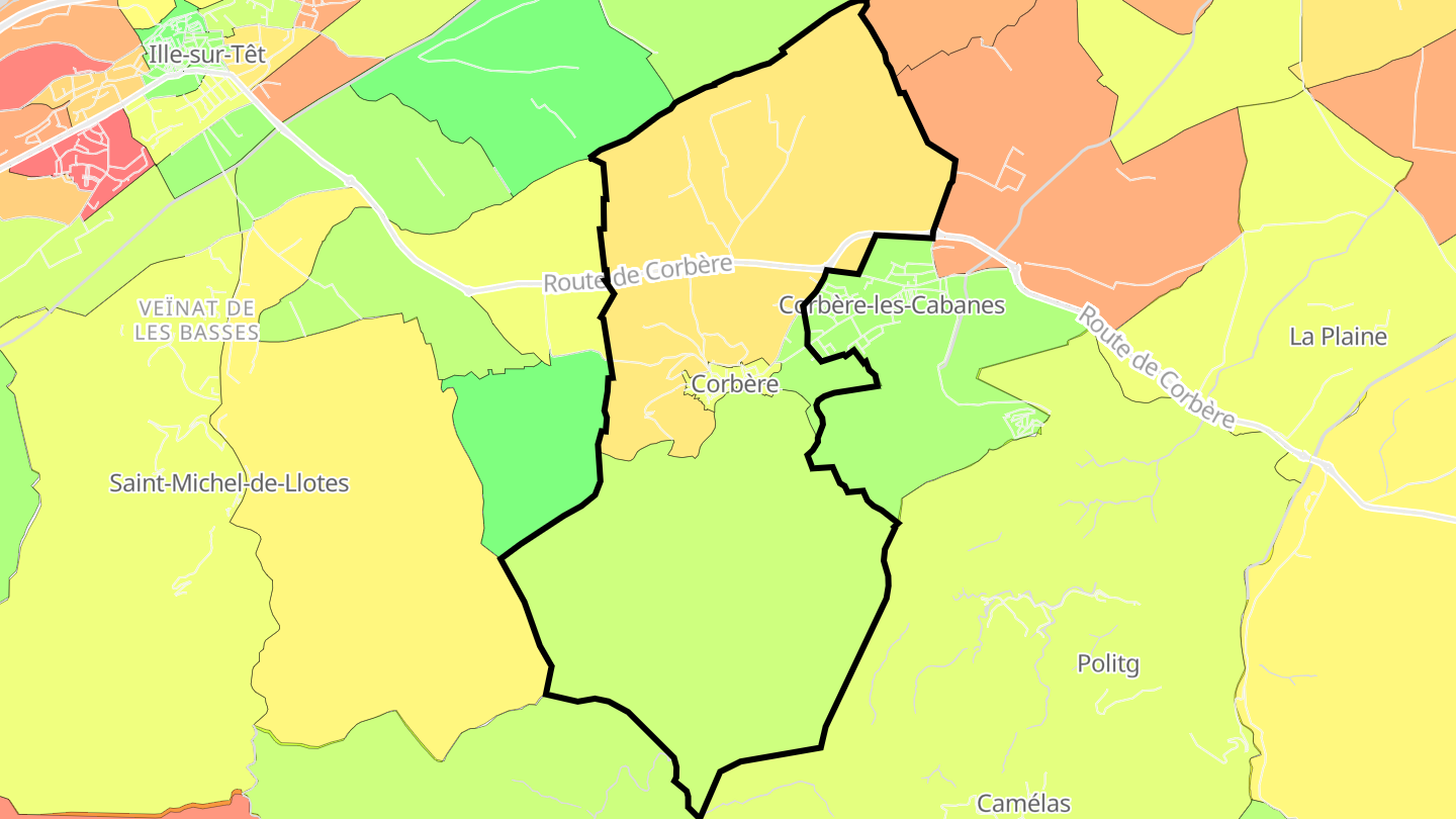 Carte des prix de l'immobilier Corbère