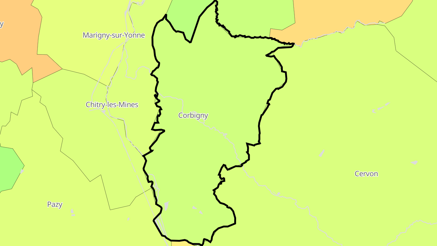 Carte des prix de l'immobilier Corbigny