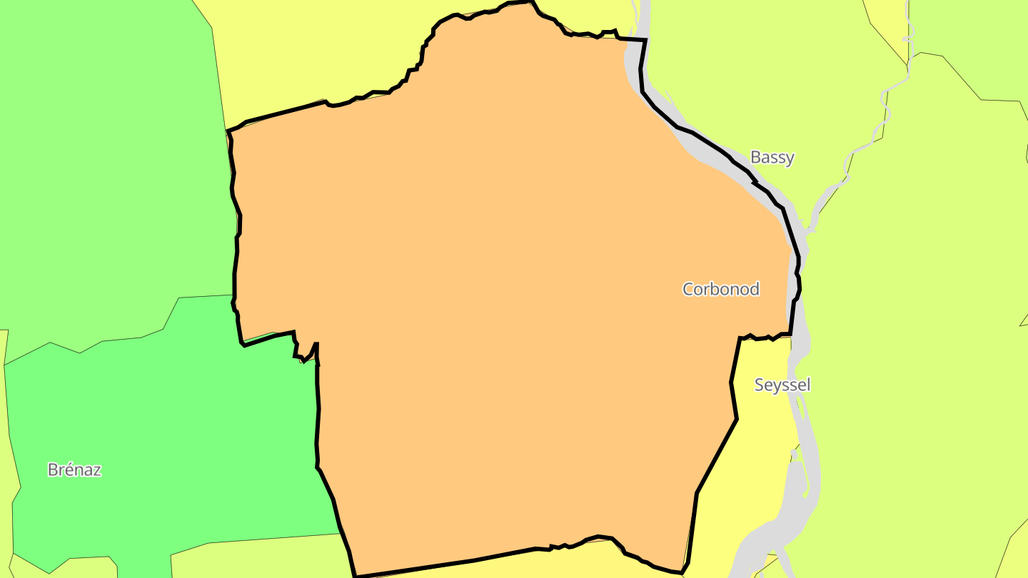 Carte des prix de l'immobilier Corbonod