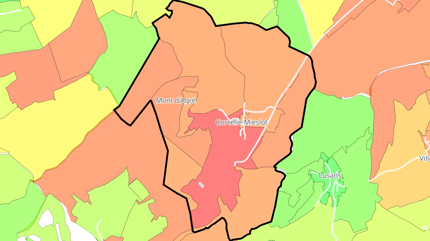 Carte des prix de l'immobilier Corcelle-Mieslot