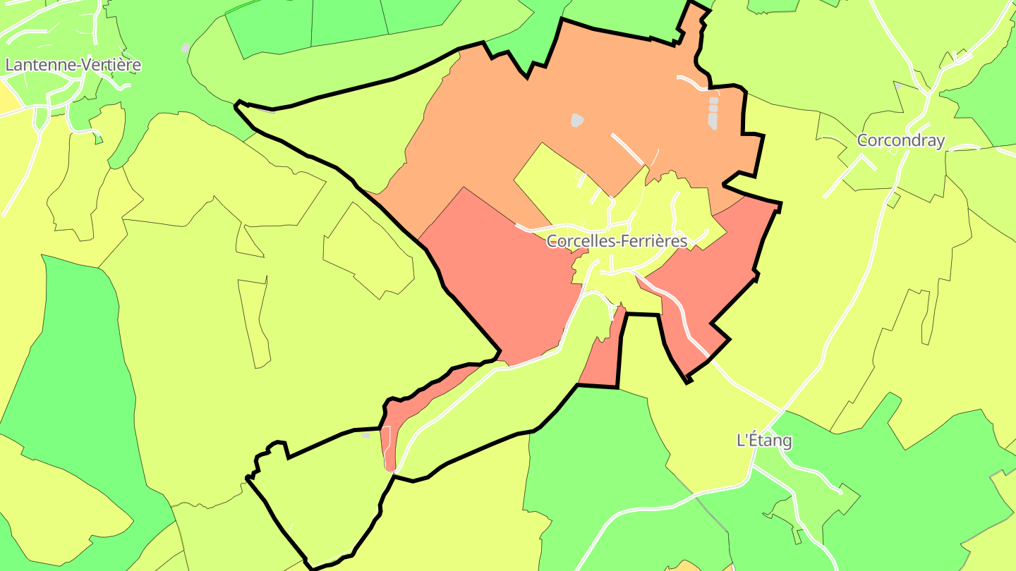 Carte des prix de l'immobilier Corcelles-Ferrières