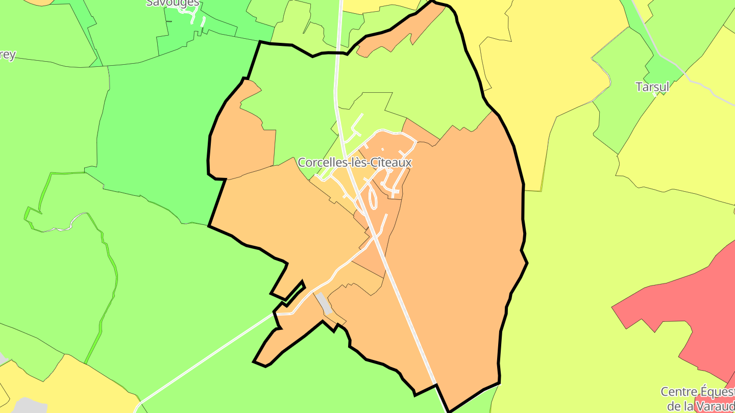 Carte des prix de l'immobilier Corcelles-lès-Cîteaux